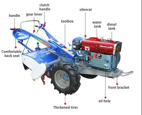 tracteur de marche 18hp Mini Diesel Walking Hand Tractor 16hp de la ferme 12hp